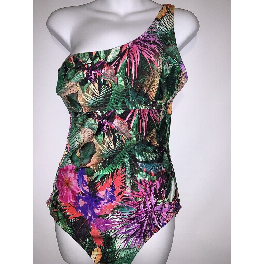 Jantzen One Piece Swimsuit Women’s Size 10 Tropical One Shoulder
